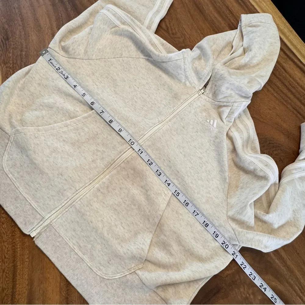 Adidas Kids Cream 3 Stripes Hooded Jacket